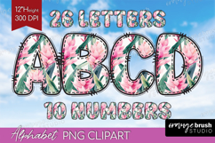 Flowers Doodle Aphabet Clipart - Tropical Letters PNG Product Image 1