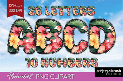 Flowers Doodle Aphabet Clipart - Tropical Letters PNG Product Image 1