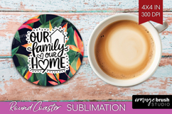 Family Quote Round Coaster - Tropical Flowers Coaster PNG Product Image 1