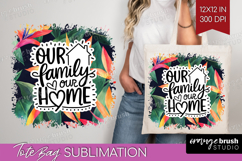 Family Quote Tote Bag - Tropical Flowers Tote Bag PNG Product Image 1