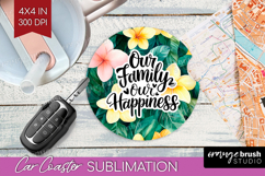 Family Quote Car Coaster - Tropical Flowers Coaster PNG Product Image 1