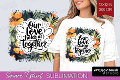 Family Quote Square Tshirt Background - Tropical Flowers PNG Product Image 1