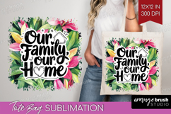 Family Quote Tote Bag - Tropical Flowers Tote Bag PNG Product Image 1
