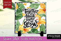 Family Quote Slate PNG - Tropical Flowers Square Slate Product Image 1