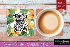 Family Quote Square Coaster - Tropical Flowers Coaster PNG Product Image 1