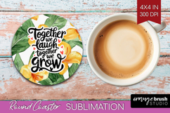 Family Quote Round Coaster - Tropical Flowers Coaster PNG Product Image 1