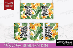 Family Quote Mug Wrap - Tropical Flowers Mug PNG Sublimation Product Image 1