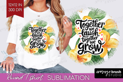 Family Quote Round Tshirt Background - Tropical Flowers PNG Product Image 1