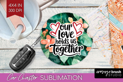 Family Quote Car Coaster - Tropical Flowers Coaster PNG Product Image 1