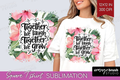 Family Quote Square Tshirt Background - Tropical Flowers PNG Product Image 1