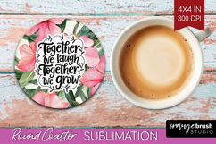 Family Quote Round Coaster - Tropical Flowers Coaster PNG Product Image 1