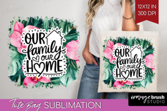 Family Quote Tote Bag - Tropical Flowers Tote Bag PNG Product Image 1
