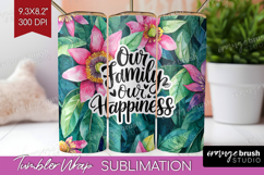 Family Quote Tumbler Wrap - Tropical Flowers Tumbler PNG Product Image 1
