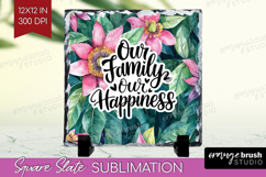 Family Quote Slate PNG - Tropical Flowers Square Slate Product Image 1