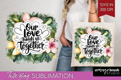 Family Quote Tote Bag - Tropical Flowers Tote Bag PNG Product Image 1