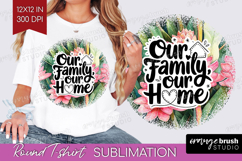 Family Quote Round Tshirt Background - Tropical Flowers PNG Product Image 1