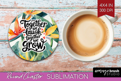 Family Quote Round Coaster - Tropical Flowers Coaster PNG Product Image 1