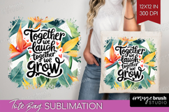 Family Quote Tote Bag - Tropical Flowers Tote Bag PNG Product Image 1