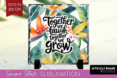Family Quote Slate PNG - Tropical Flowers Square Slate Product Image 1