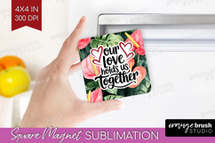 Family Quote Magnet Sublimation - Tropical Flowers Square Product Image 1