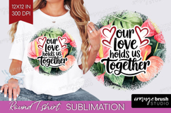 Family Quote Round Tshirt Background - Tropical Flowers PNG Product Image 1