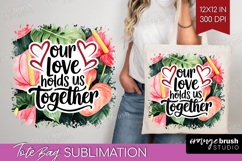 Family Quote Tote Bag - Tropical Flowers Tote Bag PNG Product Image 1