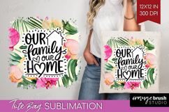 Family Quote Tote Bag - Tropical Flowers Tote Bag PNG Product Image 1