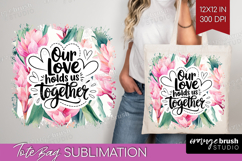 Family Quote Tote Bag - Tropical Flowers Tote Bag PNG Product Image 1
