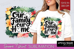 Family Quote Square Tshirt Background - Tropical Flowers PNG Product Image 1