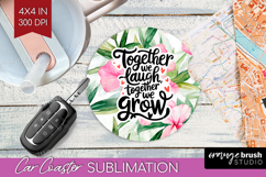Family Quote Car Coaster - Tropical Flowers Coaster PNG Product Image 1