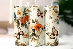 Floral Tumbler Wrap | Elegant Floral Silk Fabric Texture Product Image 2