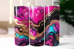 Alcohol Ink Abstract Tumbler Wrap | Pink and Gold Tumbler Product Image 2