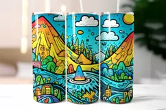 Psychedelic Mountains Landscape Tumbler Wrap | Doodle Art Product Image 2