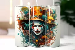 Creepy Clown Face Tumbler Wrap Sublimation | Scary Clown PNG Product Image 2