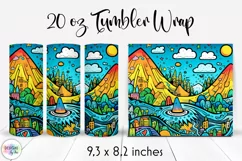 Psychedelic Mountains Landscape Tumbler Wrap | Doodle Art Product Image 1