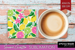 Abstract Fruit Square Coaster - Tutti Frutti Coaster PNG Product Image 1