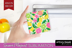 Abstract Fruit Magnet Sublimation - Tutti Frutti Square PNG Product Image 1