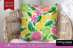 Abstract Fruit Pillow Sublimation - Tutti Frutti Pillow PNG Product Image 1