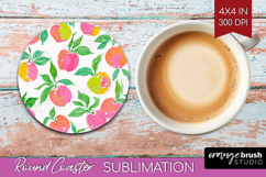 Abstract Fruit Round Coaster - Tutti Frutti Coaster PNG Product Image 1