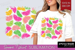 Abstract Fruit Square Tshirt Background - Tutti Frutti PNG Product Image 1