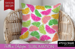 Abstract Fruit Pillow Sublimation - Tutti Frutti Pillow PNG Product Image 1