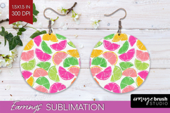 Abstract Fruit Round Earrings - Tutti Frutti PNG Sublimation Product Image 1