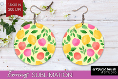Abstract Fruit Round Earrings - Tutti Frutti PNG Sublimation Product Image 1