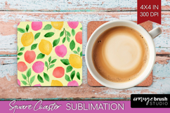 Abstract Fruit Square Coaster - Tutti Frutti Coaster PNG Product Image 1