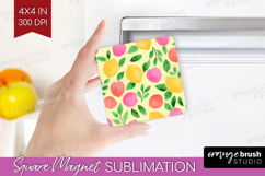 Abstract Fruit Magnet Sublimation - Tutti Frutti Square PNG Product Image 1