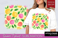Abstract Fruit Square Tshirt Background - Tutti Frutti PNG Product Image 1