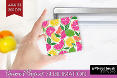 Abstract Fruit Magnet Sublimation - Tutti Frutti Square PNG Product Image 1
