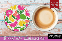 Abstract Fruit Round Coaster - Tutti Frutti Coaster PNG Product Image 1