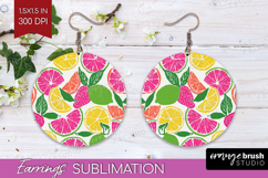 Abstract Fruit Round Earrings - Tutti Frutti PNG Sublimation Product Image 1