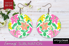 Abstract Fruit Round Earrings - Tutti Frutti PNG Sublimation Product Image 1